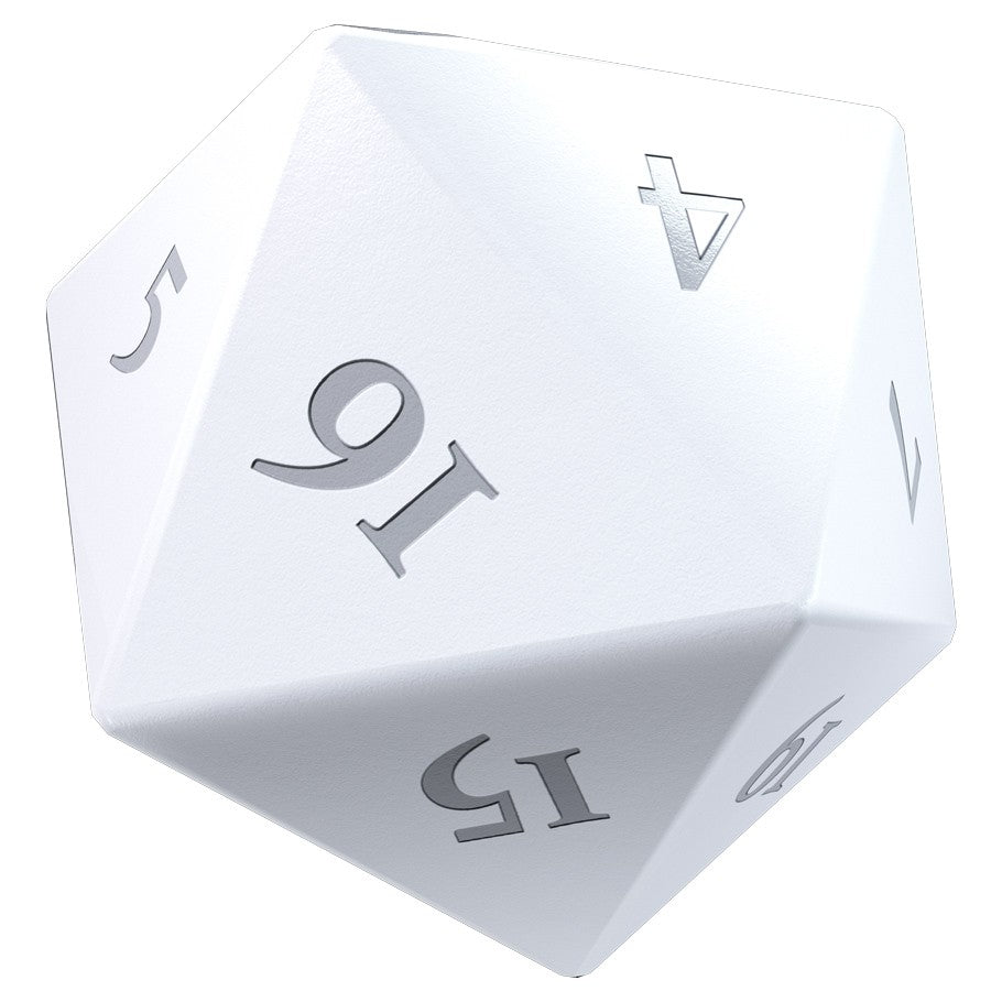 Vivid Heavy Metal d20 Dice: White (2)