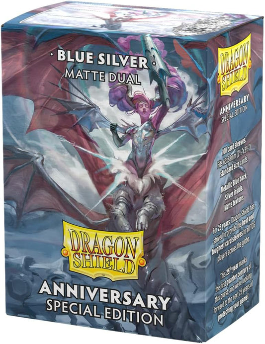 Dragon Shield Sleeves: Matte Dual - 25th Anniversary Special Edition Cobalt & Silver (100)