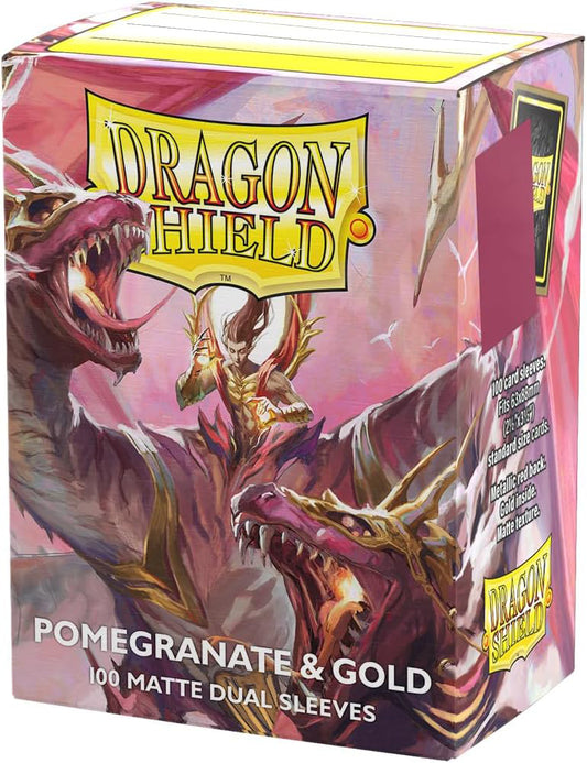 Dragon Shield Sleeves: Matte Dual - Pomegranate & Gold (100)