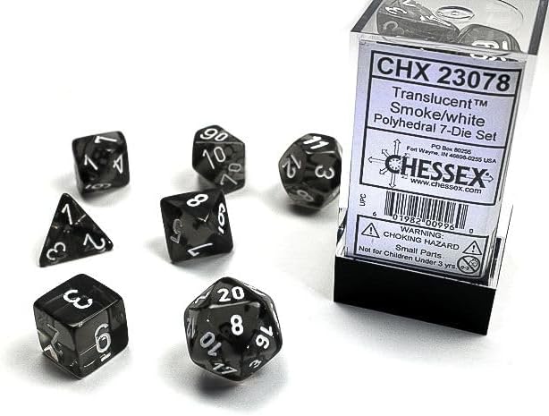Chessex Dice Set: Translucent - Smoke/White (7)