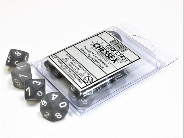 Chessex d10 Set: Translucent Smoke/White (10)