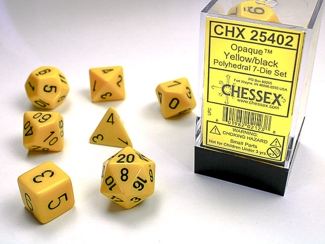Chessex Dice Set: Opaque - Yellow/Black (7)