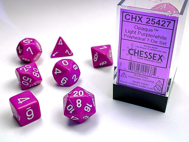 Chessex Dice Set: Opaque Purple/White (7)