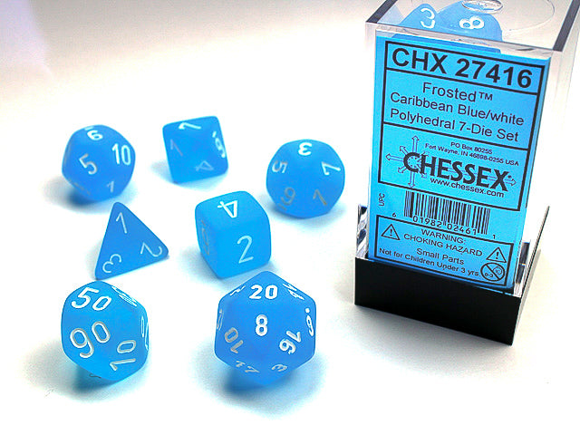 Chessex Dice Set: Frosted Caribbean Blue w/White (7)