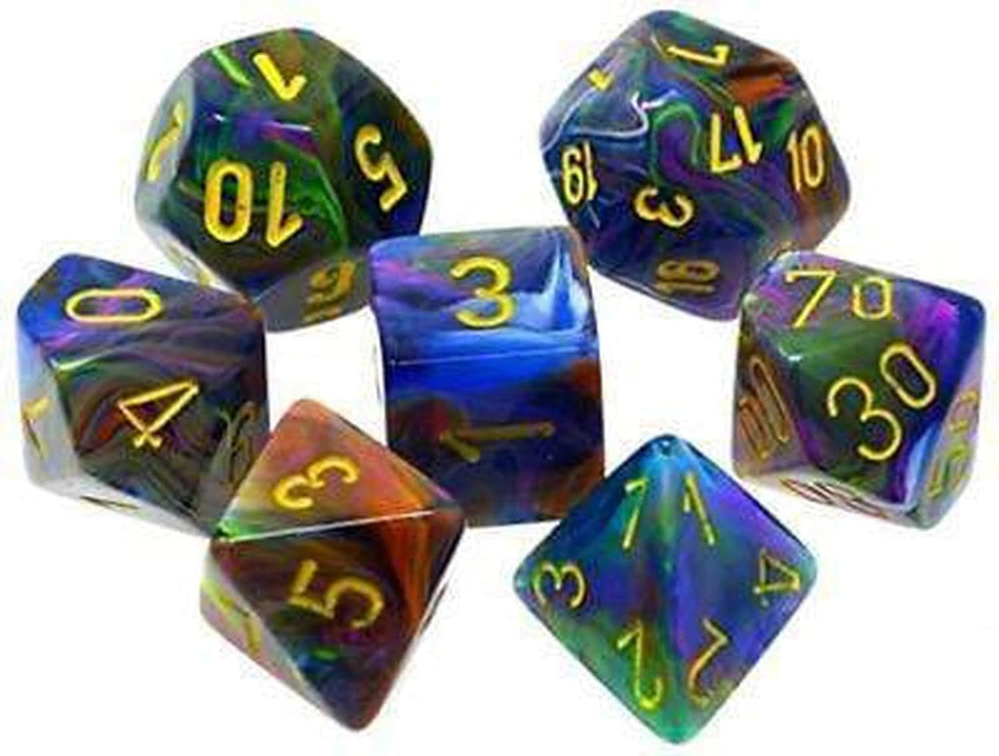 Chessex Dice Set: Festive Rio/Yellow (7)