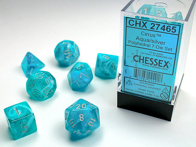 Chessex Dice Set: Cirrus Aqua/Silver (7)
