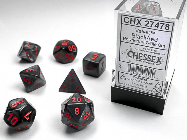 Chessex Dice Set: Velvet - Black/Red (7)