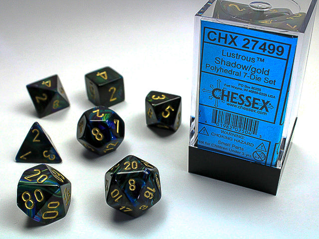 Chessex Dice Set: Lustrous - Shadow/Gold (7)