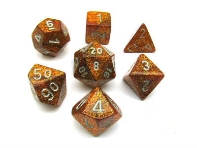 Chessex Dice Set: Glitter - Gold w/Silver (7)