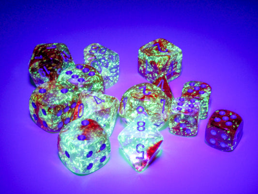 Chessex Dice Set: Nebula Luminary - Red w/Silver (7)