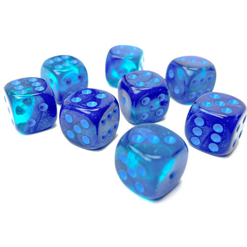 Chessex 12mm d6 Set: Gemini Luminary Blue-Blue w/Light Blue (36)