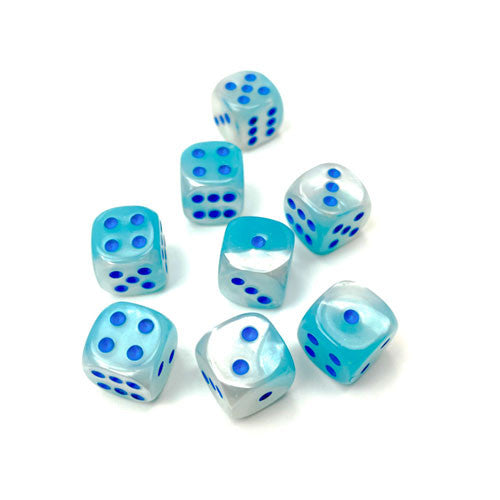 Chessex 12mm d6 Set: Gemini Luminary - Pearl Turquoise-White/Blue (36)
