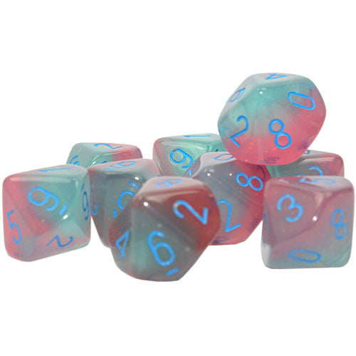 Gemini: Luminary d10s Gel Green-Pink/Blue (10 dice)