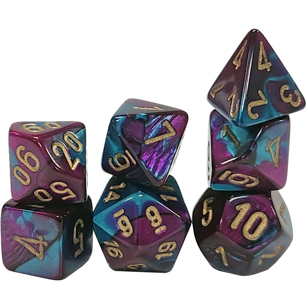 Chessex Mini Dice Set: Gemini - Purple-Teal w/Gold (7)