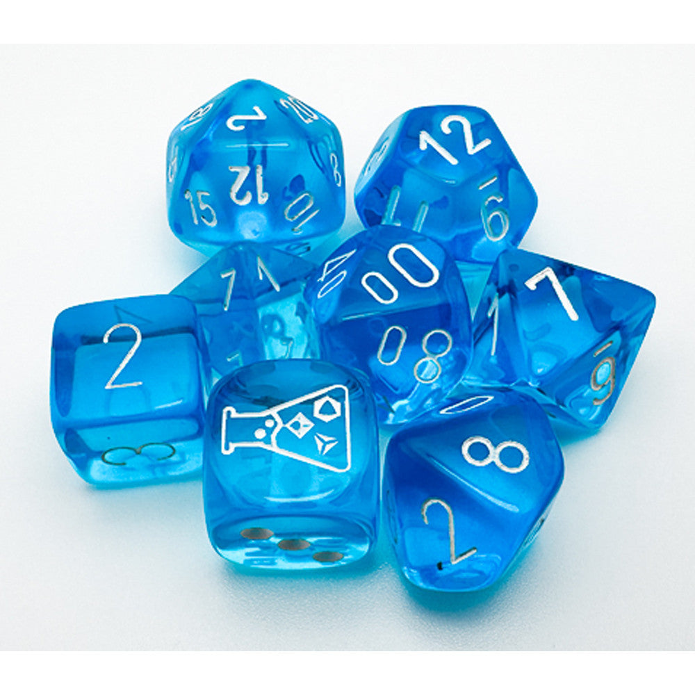 Chessex Lab Series 7 Dice Set: Tropical Blue w/White (7)