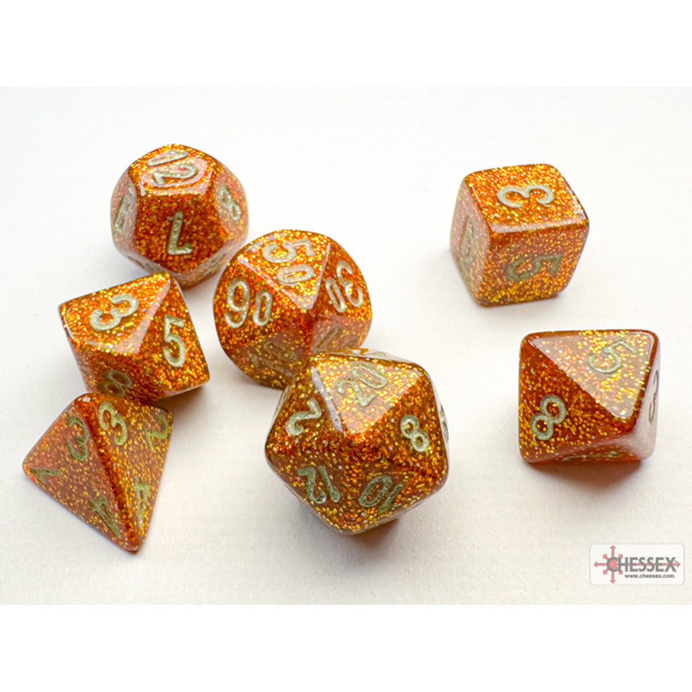 Chessex Mini Dice Set: Glitter - Gold w/ Silver (7)