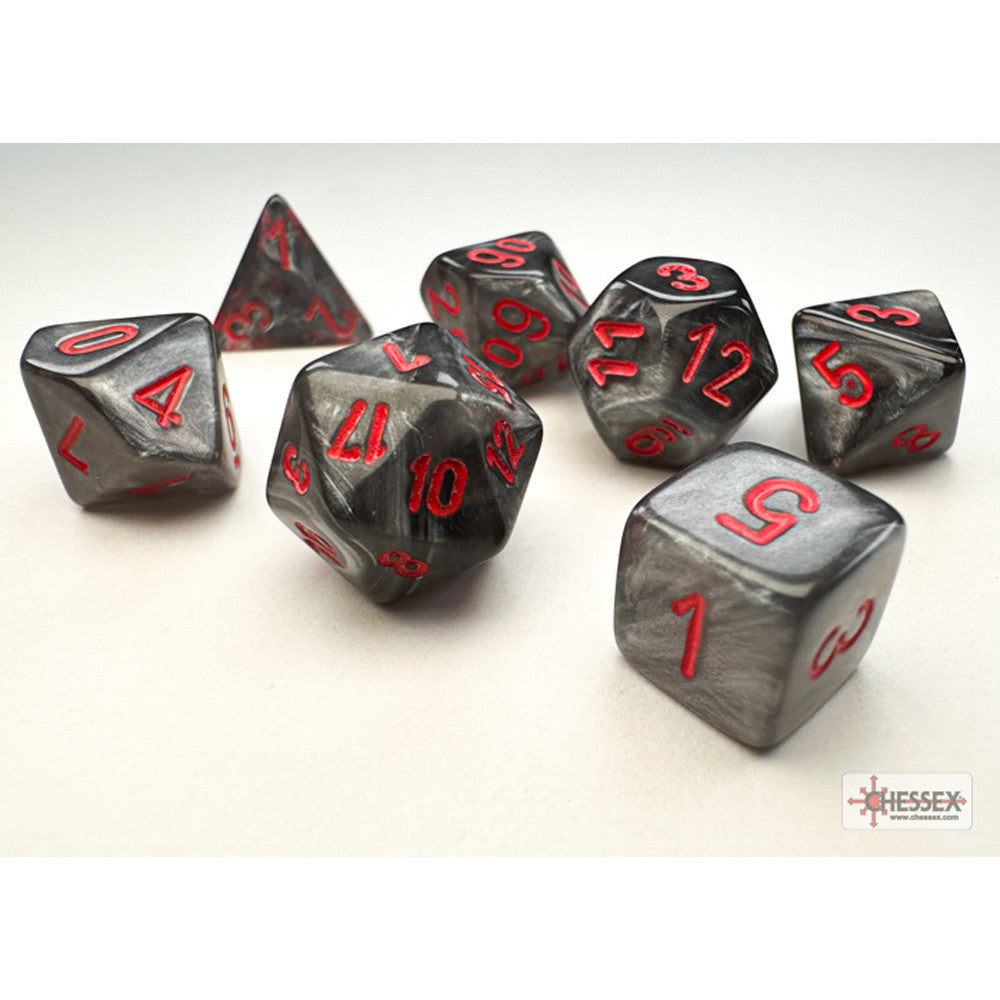 Chessex Mini Dice Set: Velvet - Black w/ Red (7)