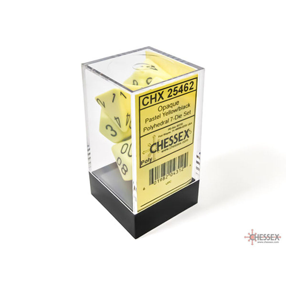 Chessex Dice Set: Opaque - Pastel Yellow/Black (7)