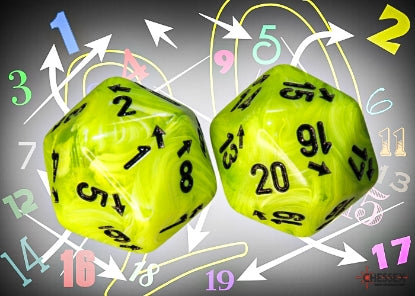 Chessex: Vortex Countup and Down D20 - Bright Green/Black (1)