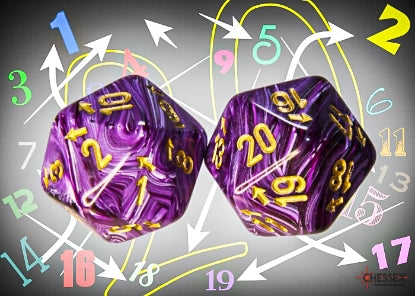Chessex: Vortex Countup and Down D20 - Purple/Gold (1)