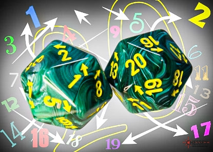 Chessex: Vortex Countup and Down D20 - Malachite/Yellow (1)