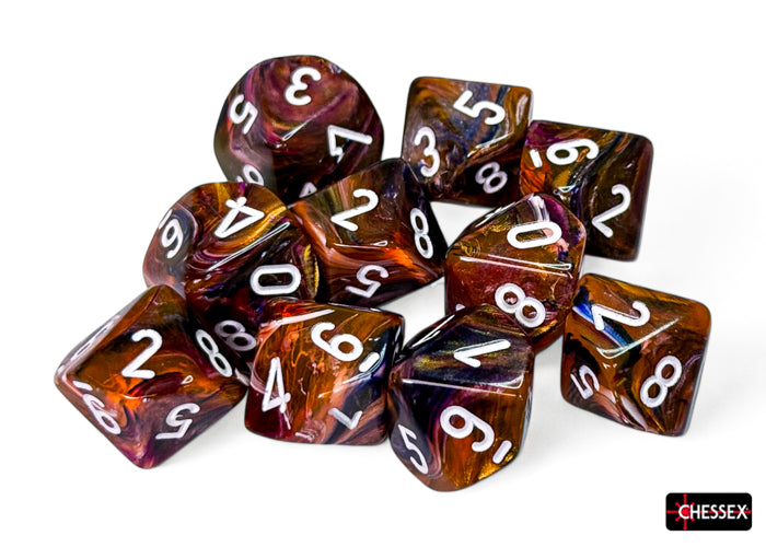 Chessex d10 Set: Festive - Symphony w/White (10)