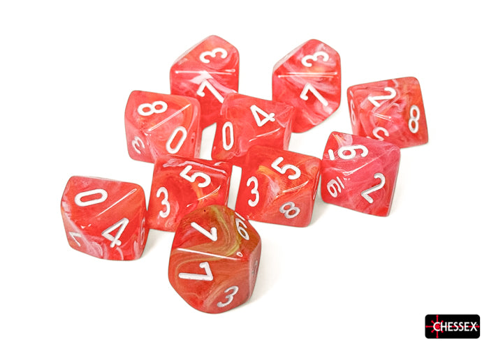 Chessex d10 Set: Festive Luminary - Dahlia w/White (10)