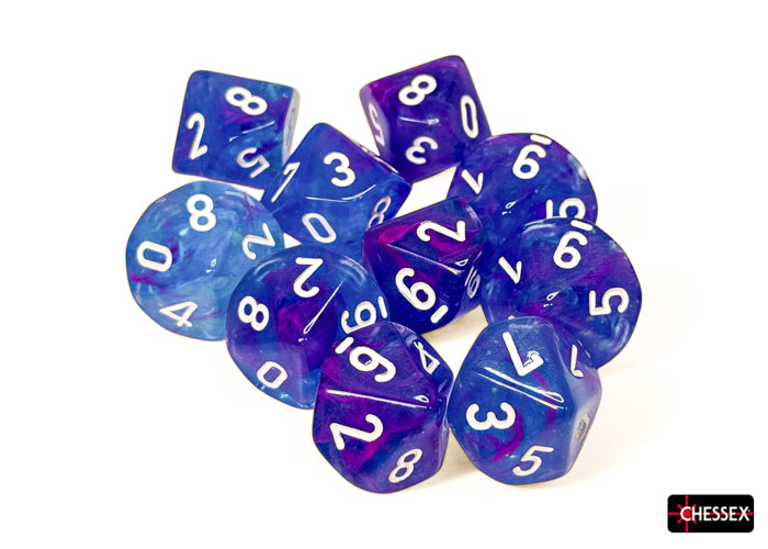 Chessex d10 Set: Nebula Luminary - Aura w/White (10)