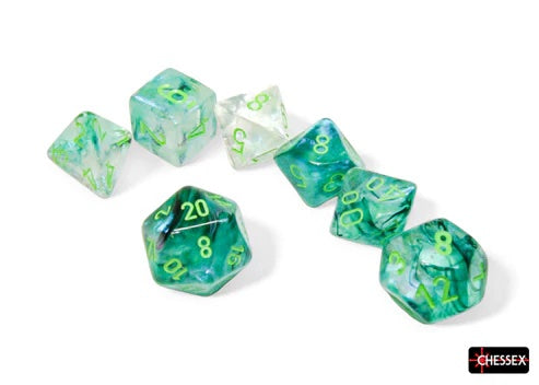 Chessex Dice Set: Borealis Luminary - Kelp w/Light Green (7)