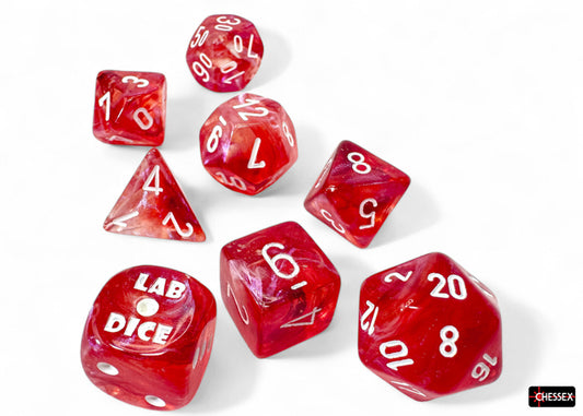 Chessex Lab Series 9 Dice Set: Borealis Luminary - Passion/white (7 + Bonus Die)