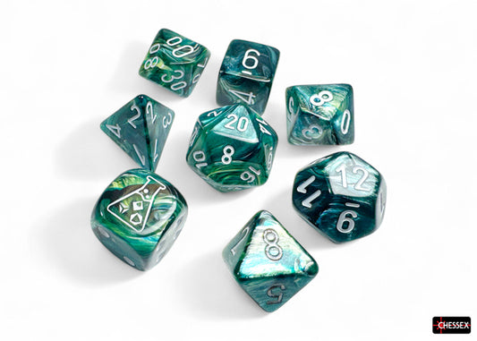 Chessex Lab Series 9 Dice Set: Lustrous - Neptune/grey (7 + Bonus Die)