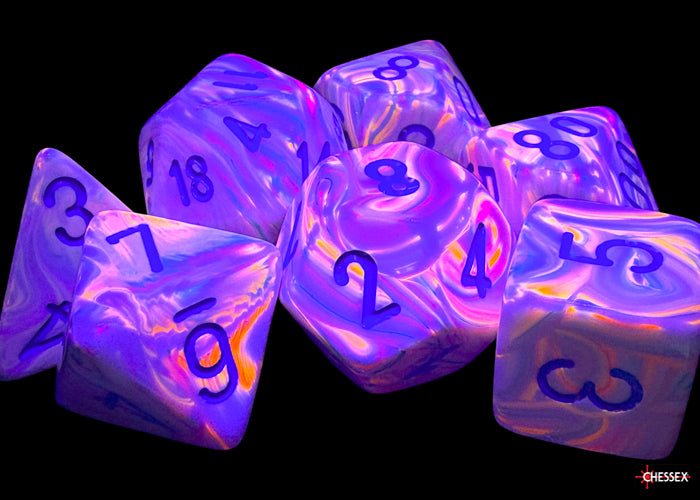 Chessex Mega-Hedral Dice Set: Festive Pop Art/Blue (7)