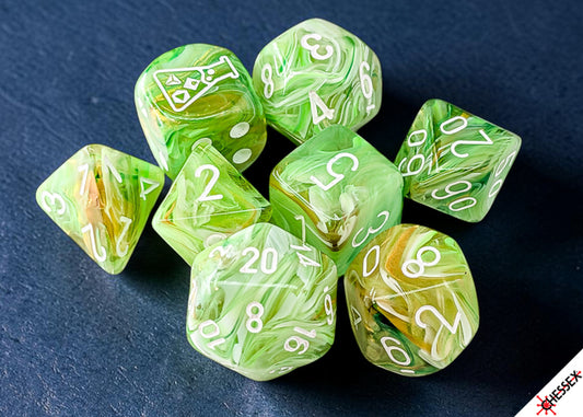 Chessex Lab Dice 10 Set: Marble - Sour Green/white (8)