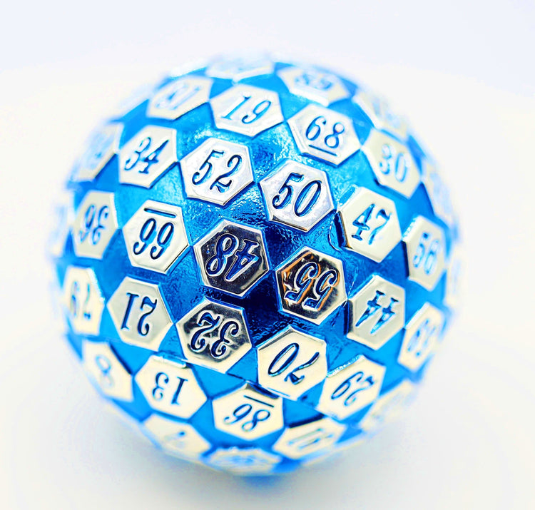 Foam Brain Games Metal d100: Blue/Silver
