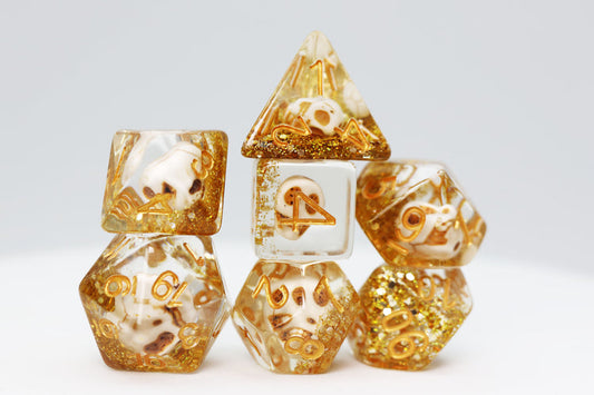 Foam Brain Games Dice Set: Skull and Gold Glitter (7)