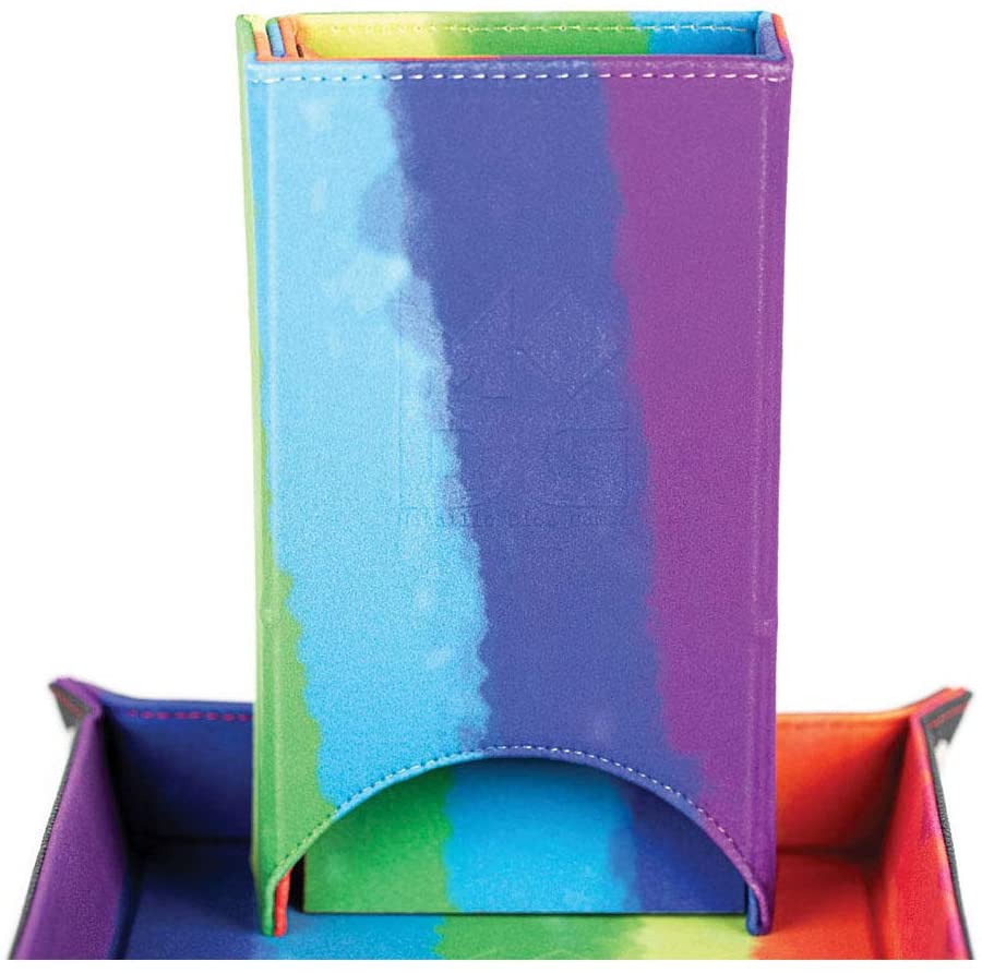 Metallic Dice Games: Fold Up Velvet Dice Tower - Watercolor Rainbow