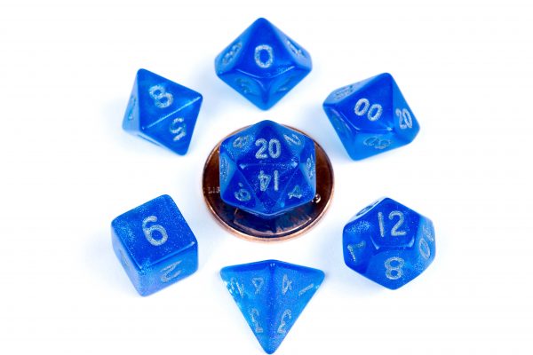 Metallic Dice Games Mini Dice Set: Stardust - Blue w/Silver (7)