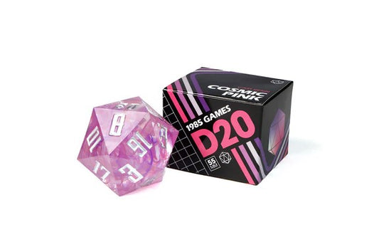 55mm D20: 1985 Games - Cosmic Pink Sharp Edge d20