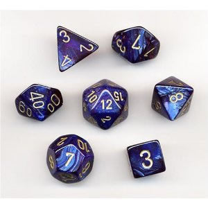 Chessex Dice Set: Scarab Royal Blue w/Gold (7)