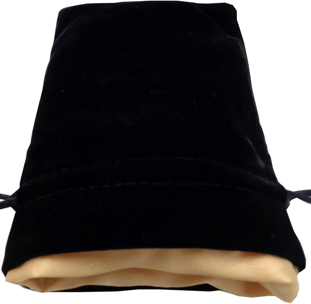 Metallic Dice Games: 4x6in Velvet Bag - Black with Gold Lining