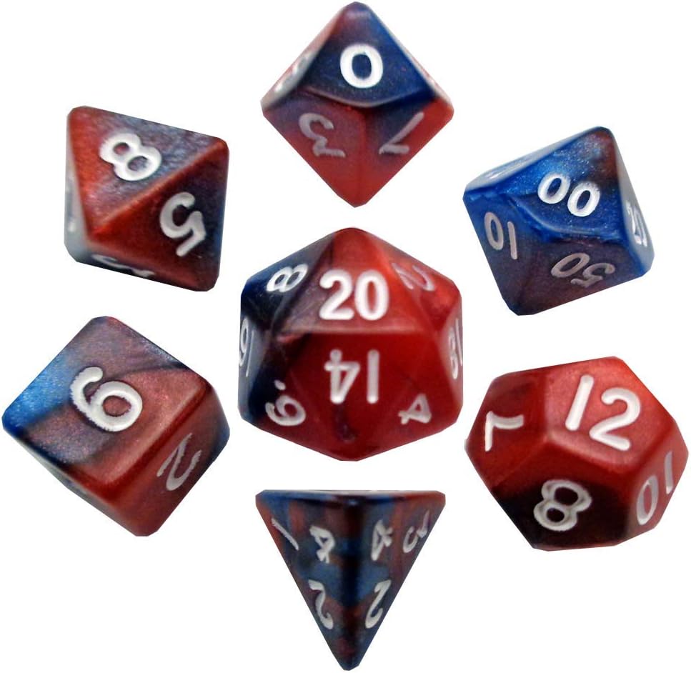 FanRoll Miniature Dice Set: Red-Blue/White (7)