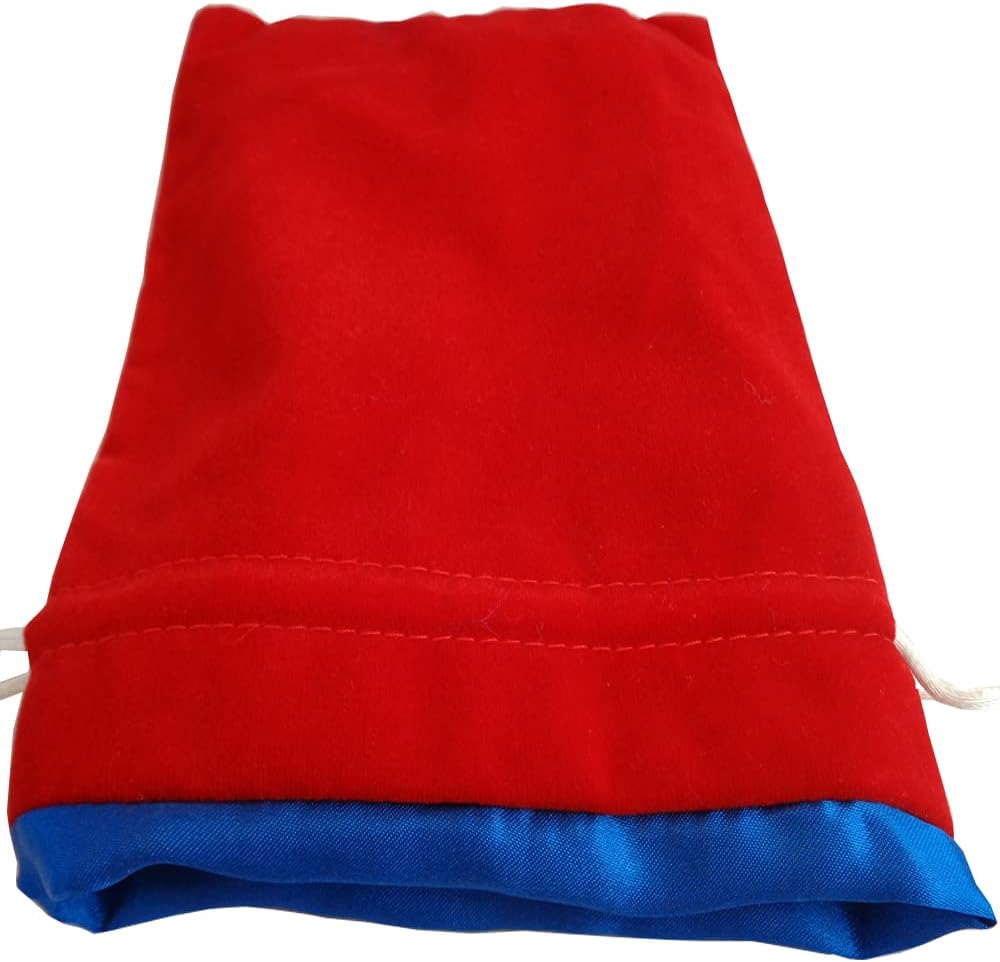 Metallic Dice Games: 6x8in Velvet Bag - Red with Blue Lining