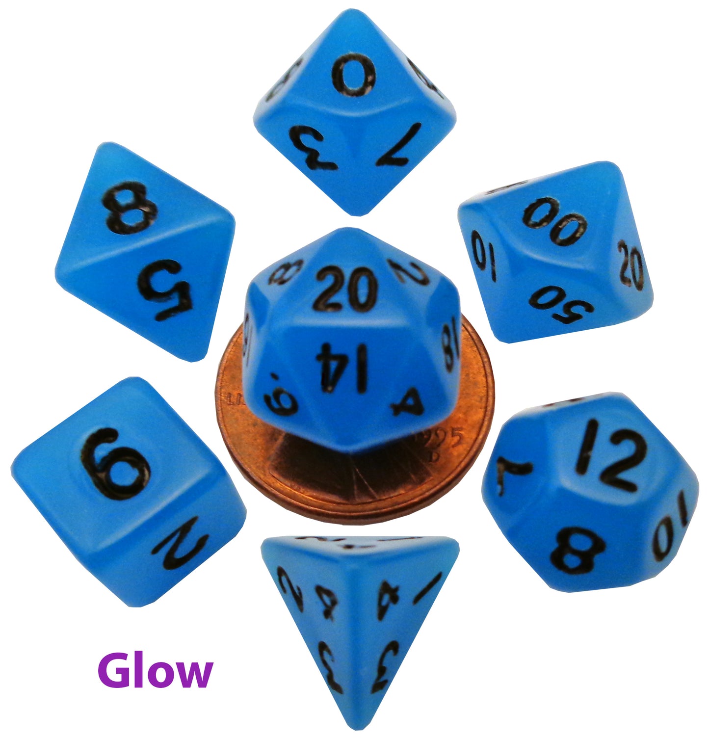 Mini Dice Set: Glow - Blue/Black