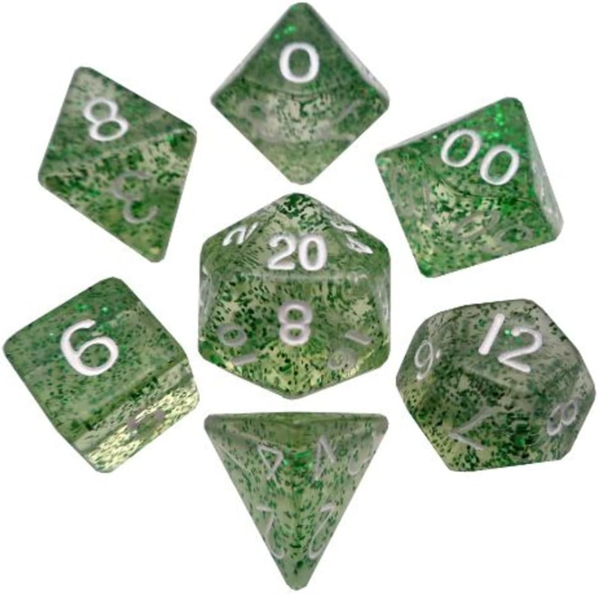 FanRoll Miniature Dice Set: Ethereal Green/White (7)