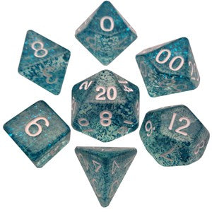 Mini Dice: Light Blue/White (7)