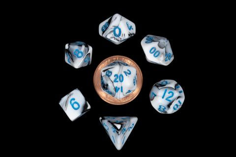 Metallic Dice Games Mini Dice Set: Marble/Blue (7)