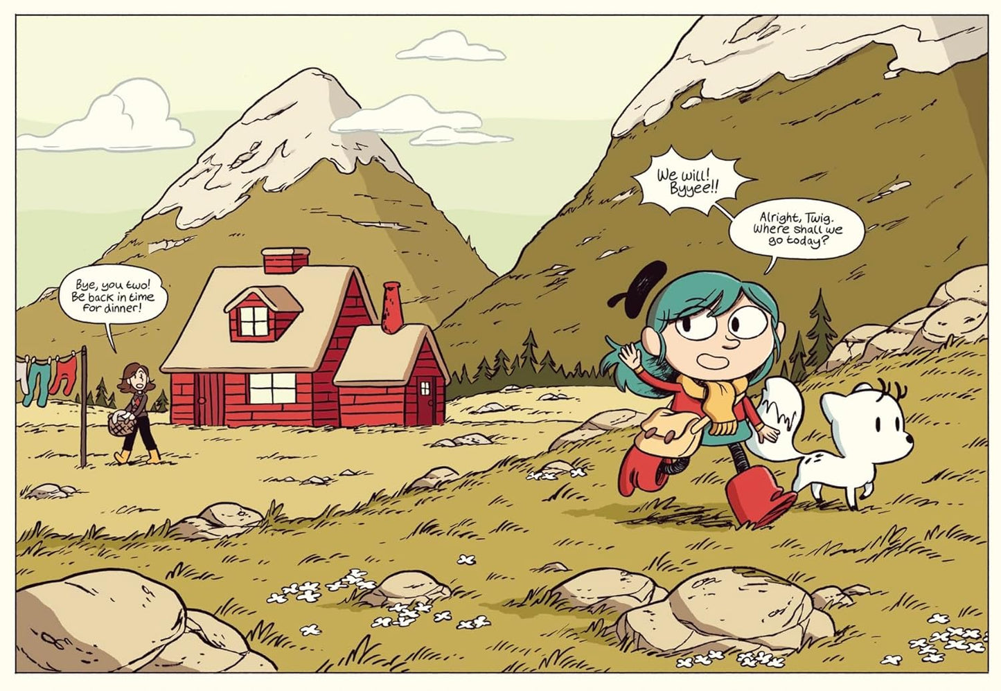 Hilda and Twig Hide from the Rain