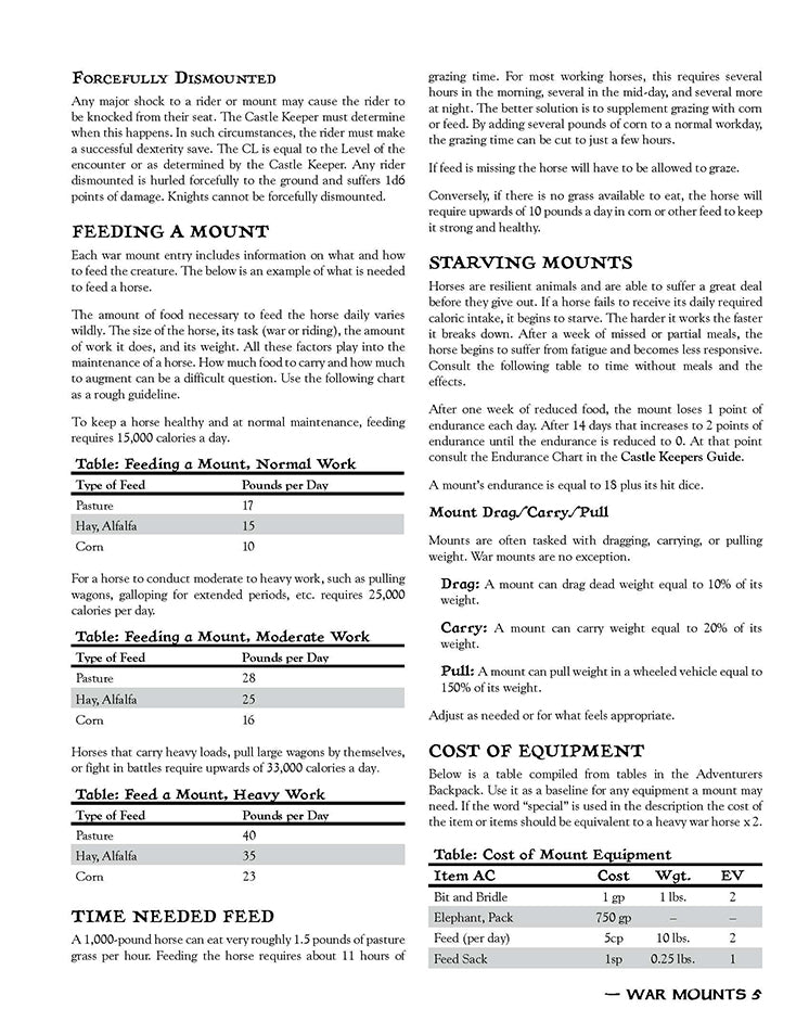 Castles & Crusades: War Mounts