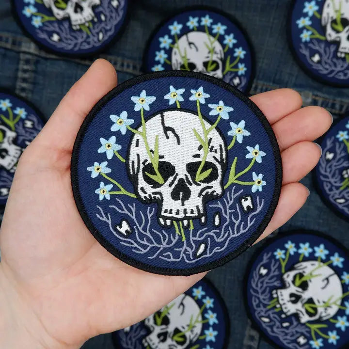 Cat Coven Patch: Forget Me Not Skull