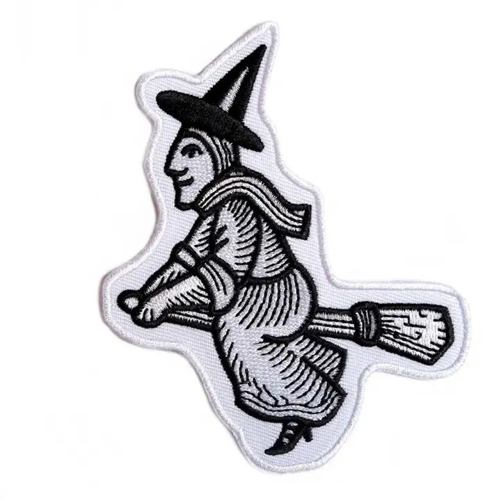 Cat Coven Patch: Woodcut Witch